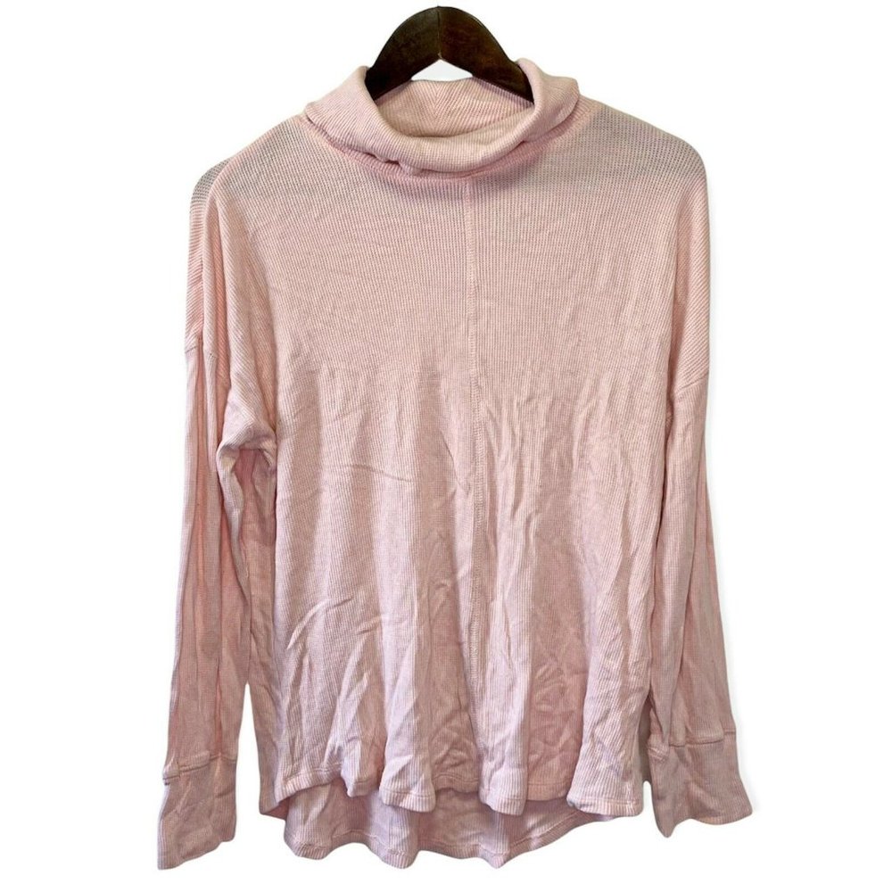 Sanctuary Women's Size L Long Sleeve Turtleneck Ribbed Waffle Knit Rose Pink DEF